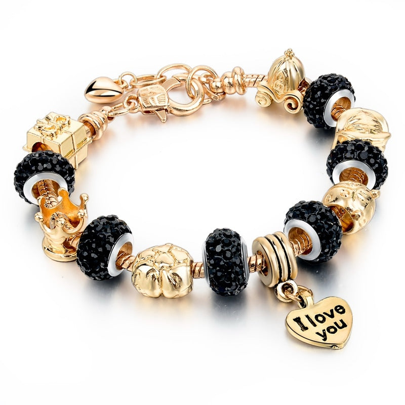 ATTRACTTO Hot Selling Heart Charm Bracelets&Bangles Gold Bracelets For Women Pulsera Famous Brand Jewellery Bracelet SBR150074