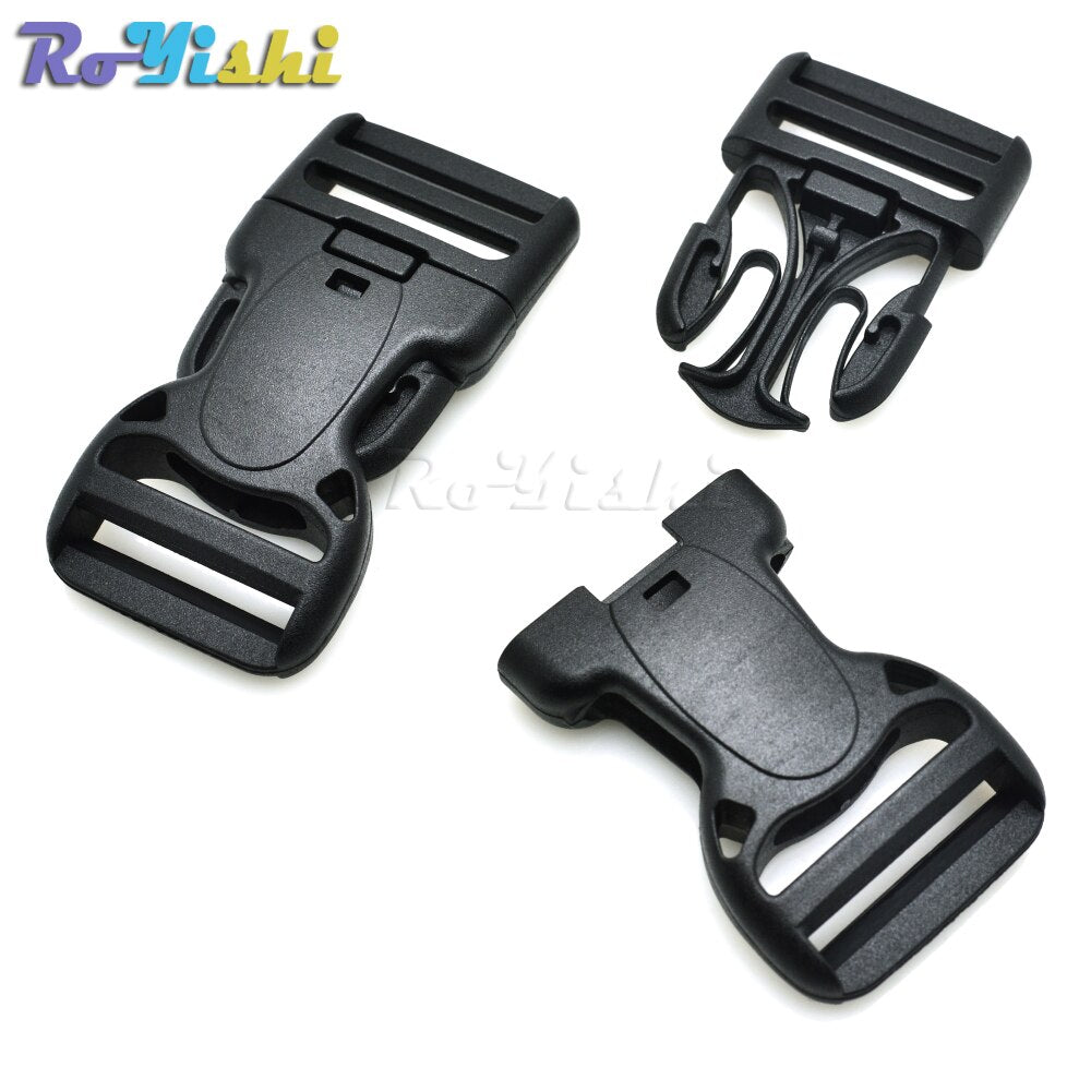 Plastic Dual Adjustable & Security Double Lock Buckle for Tactical Belts Black