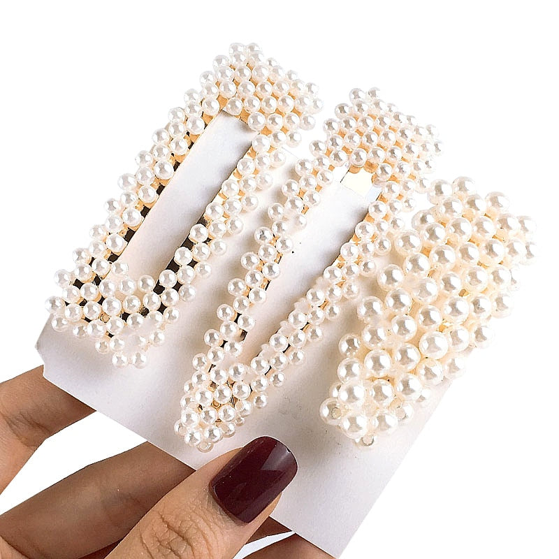 1Set Popular Pearl Hair Clips Fashionable Woman Summer Hair accessories Hairpins BB Clip Styling Tools Barrettes Headwear