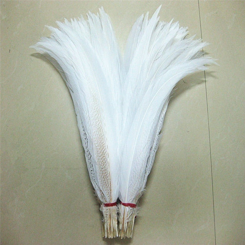 10-80CM 4-32 Inch Natural Silver Pheasant Tail Feathers DIY Wedding Decorations lady amherst white silver chicken feathers plume