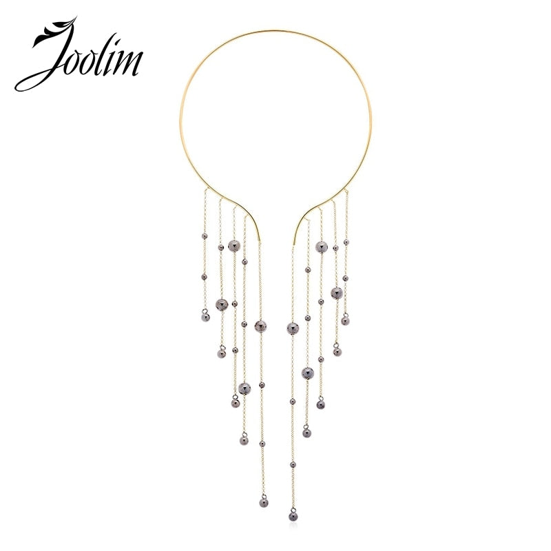 JOOLIM Jewelry Wholesale/Chain Tassel Pendant Cuff Choker Necklace Waterfall Necklace Statement Jewelry Stylish