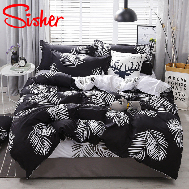 Sisher Simple Bedding Set With Pillowcase Duvet Cover Sets Bed Linen Sheet Single Double Queen King Size Quilt Covers Bedclothes