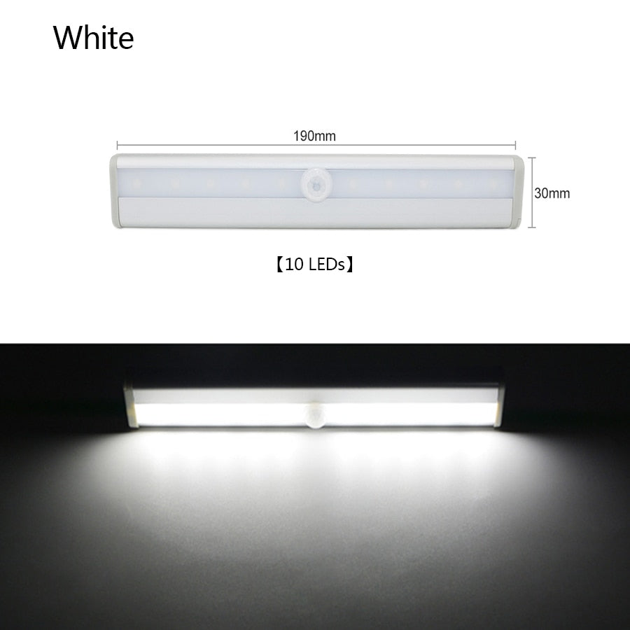 6/10 LEDs PIR LED Motion Sensor Light Cupboard Wardrobe Bed Lamp LED Under Cabinet Night Light For Closet Stairs Kitchen
