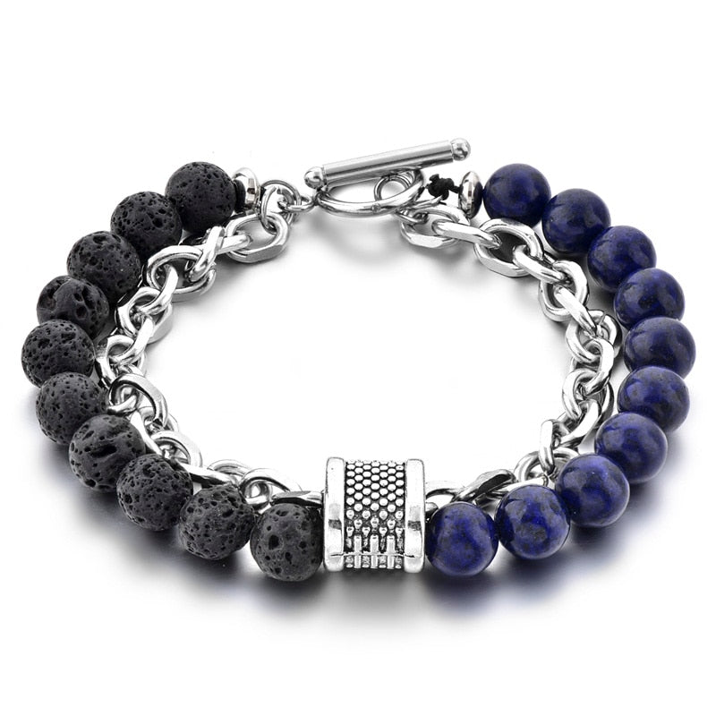 ATTRACTTO Unique Natural Tiger Eye Bracelets Bangles For Women Men Stainless Steel Bracelet Handmade Jewelry Bracelet SBR190038