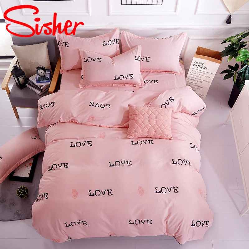 Sisher Simple Bedding Set With Pillowcase Duvet Cover Sets Bed Linen Sheet Single Double Queen King Size Quilt Covers Bedclothes