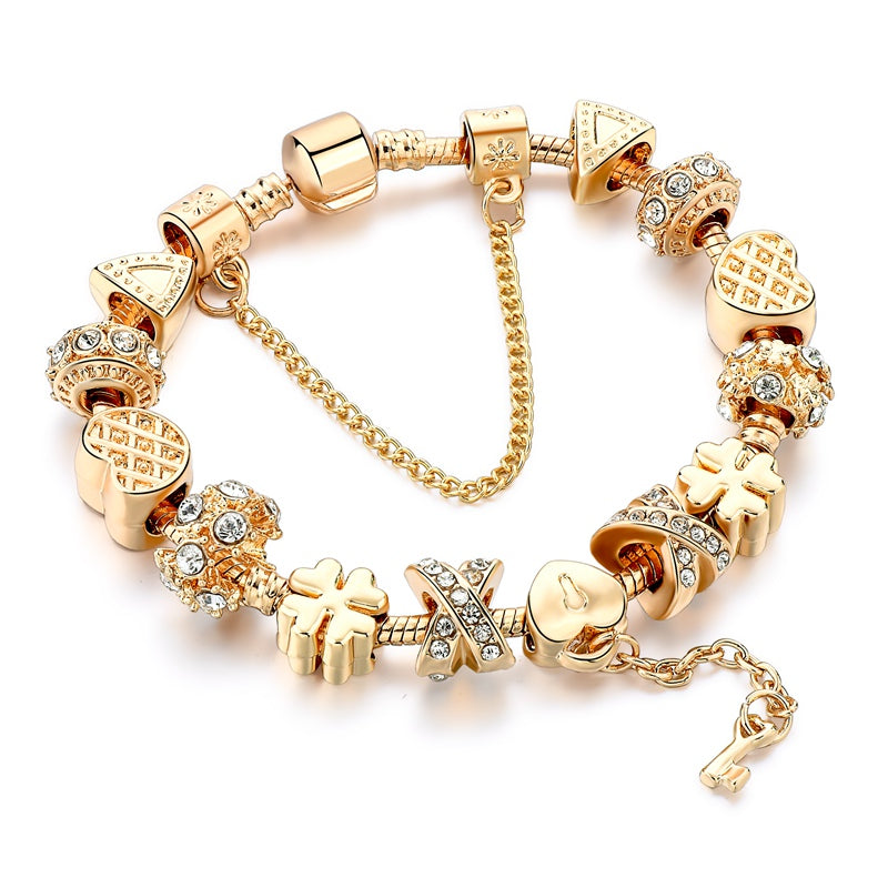 ATTRACTTO Heart Charm Bracelets For Women Jewelry Making Gold Chain Bead Bracelets&Bangles Original Pulsera Bracelet SBR160131