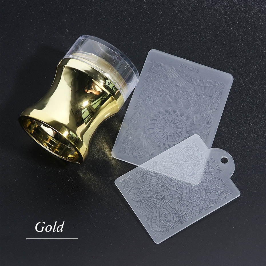 3pcs Silicone Nail Stamper Scraper Set Metallic Handle Nail Art Stamp For Stamping Polish Print Manicure Image Plate Tool JI1033