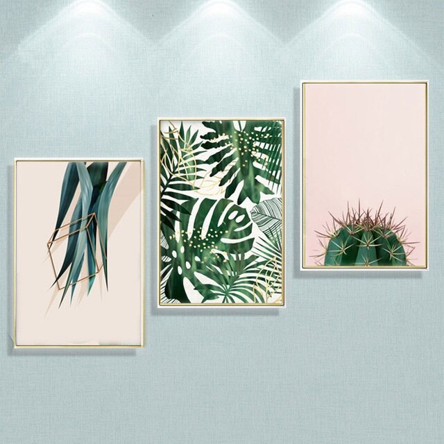 Modern Minimalist Cactus Leaf Plant Poster Nordic Painting Printed Canvas Painting Picture Home Bedroom Wall Art Decoration