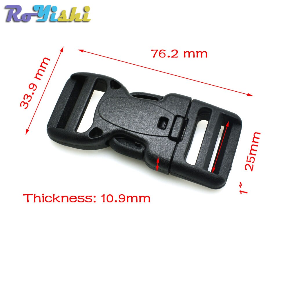 Plastic Dual Adjustable & Security Double Lock Buckle for Tactical Belts Black