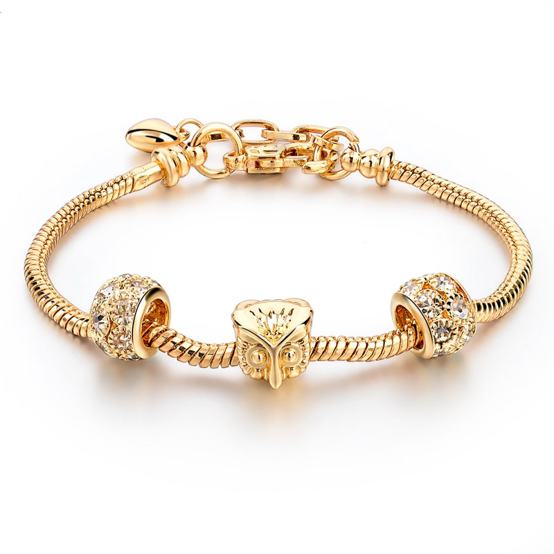 ATTRACTTO Owl Charm Bracelets For Women Luxury Gold Chain Bracelets & Bangles Jewelry Pulseras personalized Bracelet SBR160013 (Owl)