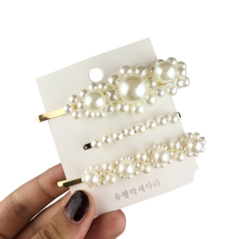 1Set Popular Pearl Hair Clips Fashionable Woman Summer Hair accessories Hairpins BB Clip Styling Tools Barrettes Headwear