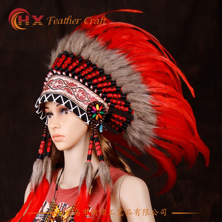 Indian Feather headdress handmade feather costumes native feather headdress war bonnet indian feather hat