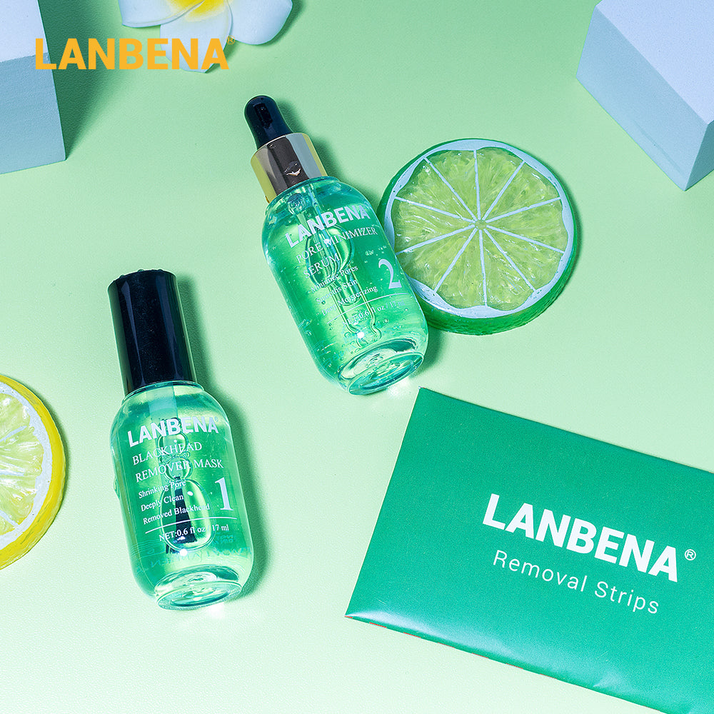 LANBENA Face Serum Blackhead Remover Shrinking Pore Acne Treatment  Deep Cleaning Smoothing Skin Care Firming Essence Beauty Set