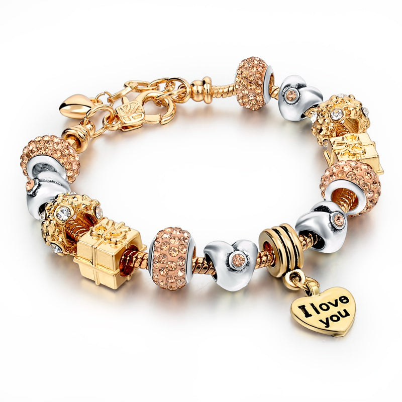 ATTRACTTO Hot Selling Heart Charm Bracelets&Bangles Gold Bracelets For Women Pulsera Famous Brand Jewellery Bracelet SBR150074