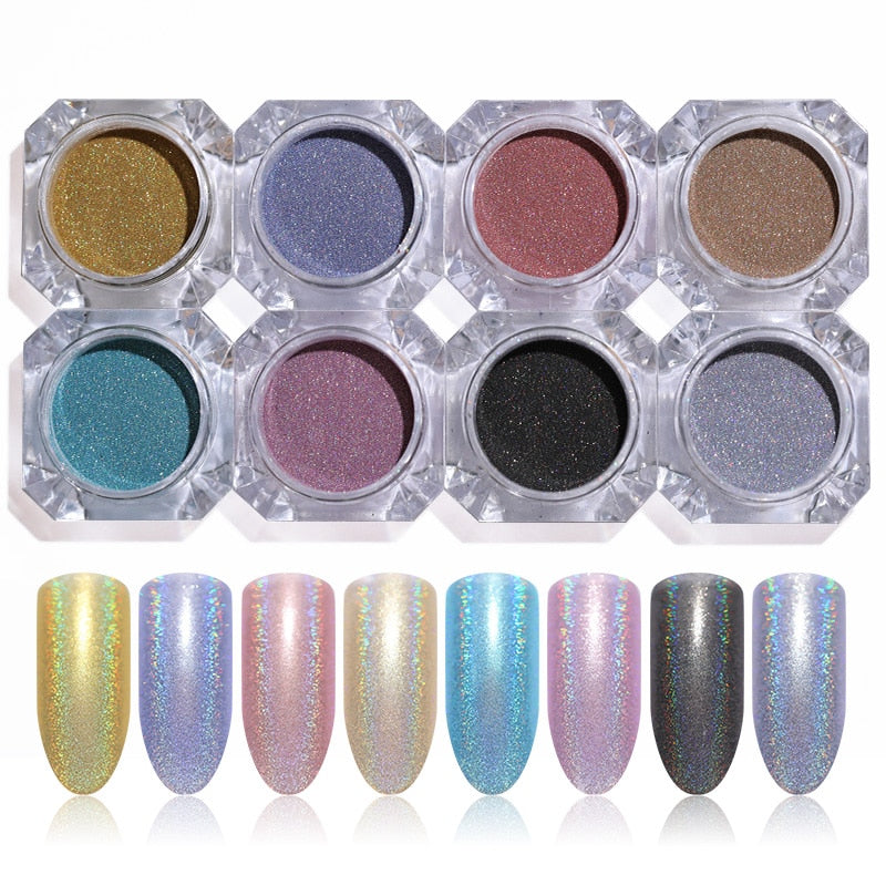1Box Sugar Nail Powder Holographic Glitter Nail Dust Powder Laser Gradient Nail Pigment Holographic Glitter Nail Art Decoration