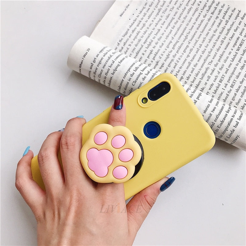 3D cartoon fold finger grip mobile phone holder for iphone samsung xiaomi huawei case cute silicone holder stand bracket