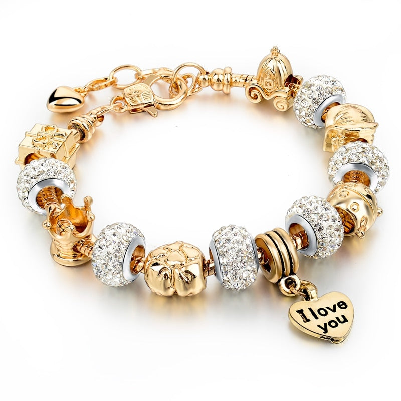 ATTRACTTO Hot Selling Heart Charm Bracelets&Bangles Gold Bracelets For Women Pulsera Famous Brand Jewellery Bracelet SBR150074