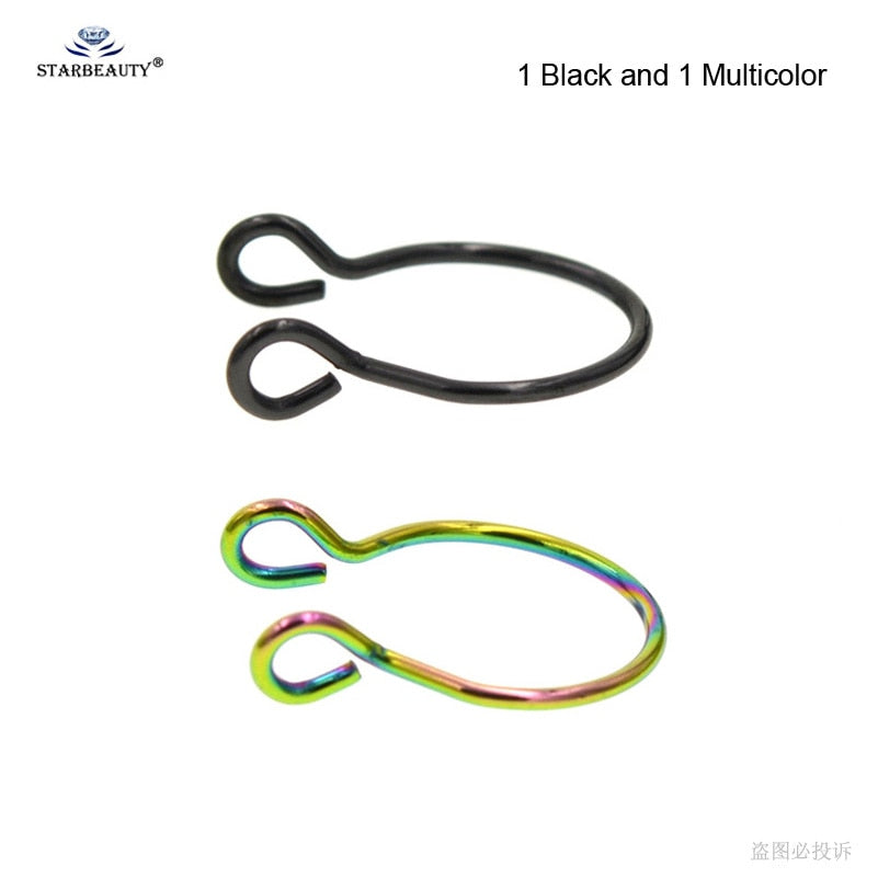 Starbeauty2pcs/lot U Shaped Fake Nose Ring Hoop Septum Rings Titanium Nose Piercing Earrings Fake Piercing Oreja Pircing Jewelry
