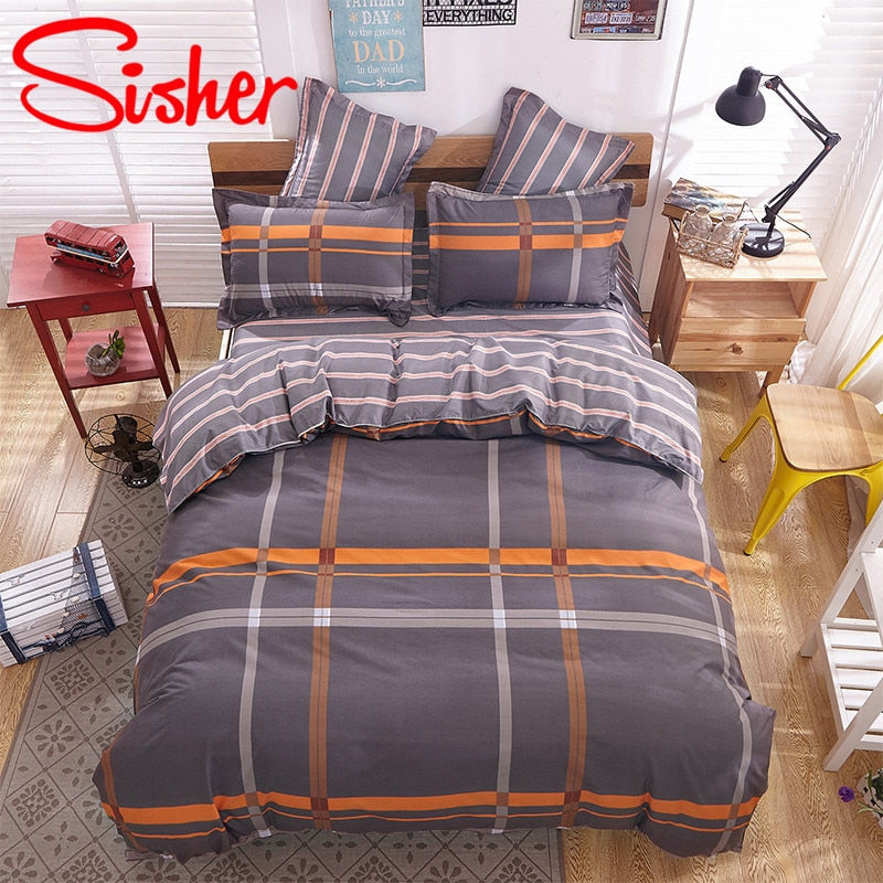 Sisher Simple Bedding Set With Pillowcase Duvet Cover Sets Bed Linen Sheet Single Double Queen King Size Quilt Covers Bedclothes