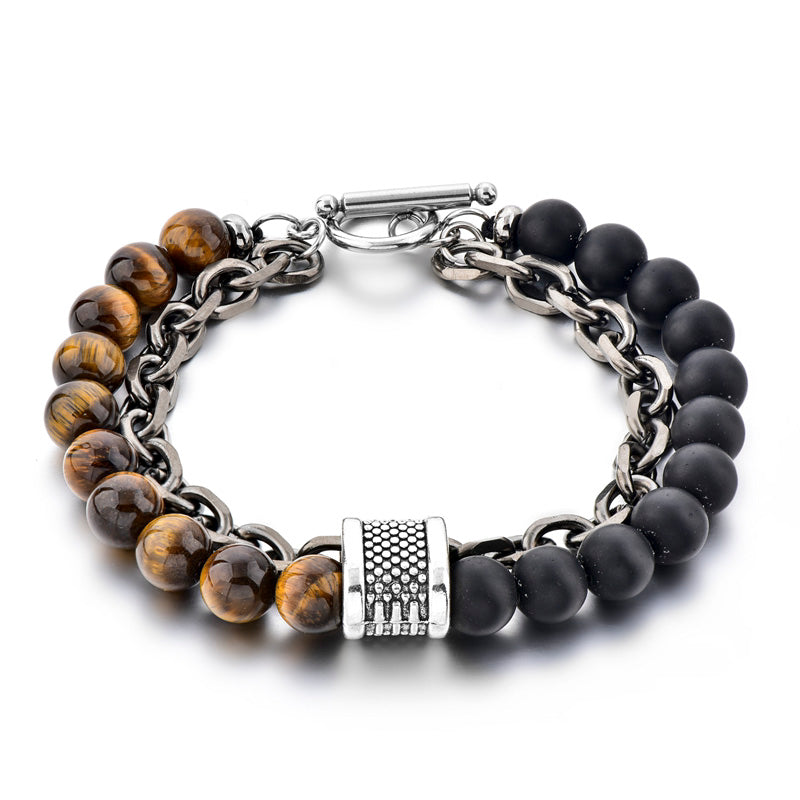 ATTRACTTO Unique Natural Tiger Eye Bracelets Bangles For Women Men Stainless Steel Bracelet Handmade Jewelry Bracelet SBR190038