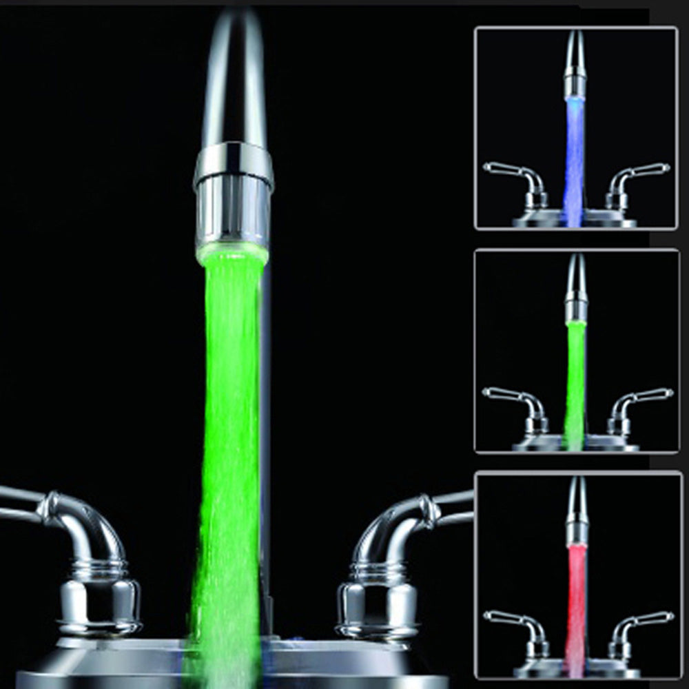 Luminous Light-up LED Water Faucet Shower Tap Basin Water Nozzle Bathroom Kitchen Heater Faucets thermostat Blue 3Color 7 Colors