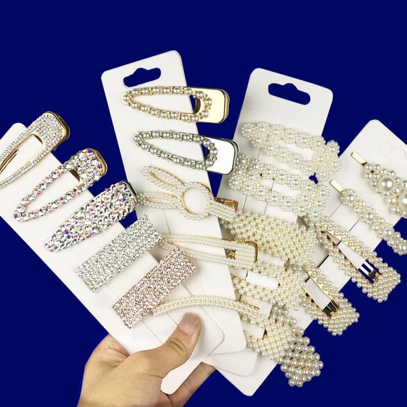 1Set Popular Pearl Hair Clips Fashionable Woman Summer Hair accessories Hairpins BB Clip Styling Tools Barrettes Headwear