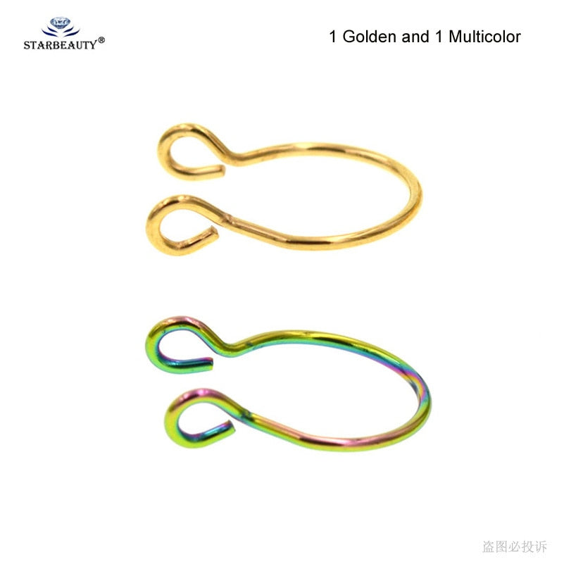Starbeauty2pcs/lot U Shaped Fake Nose Ring Hoop Septum Rings Titanium Nose Piercing Earrings Fake Piercing Oreja Pircing Jewelry