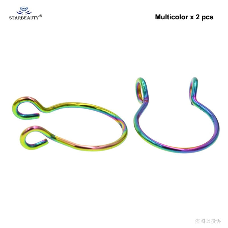 Starbeauty2pcs/lot U Shaped Fake Nose Ring Hoop Septum Rings Titanium Nose Piercing Earrings Fake Piercing Oreja Pircing Jewelry