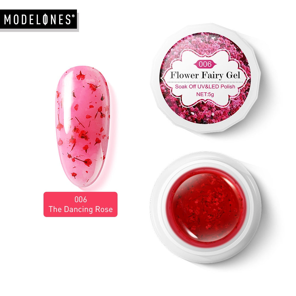 Modelones Platinum Glitter Led Gel Soak Off Nail Gel Lacquer Shiny Sequins Decorations UV Gel Varnish Painting Flowers UV Polish