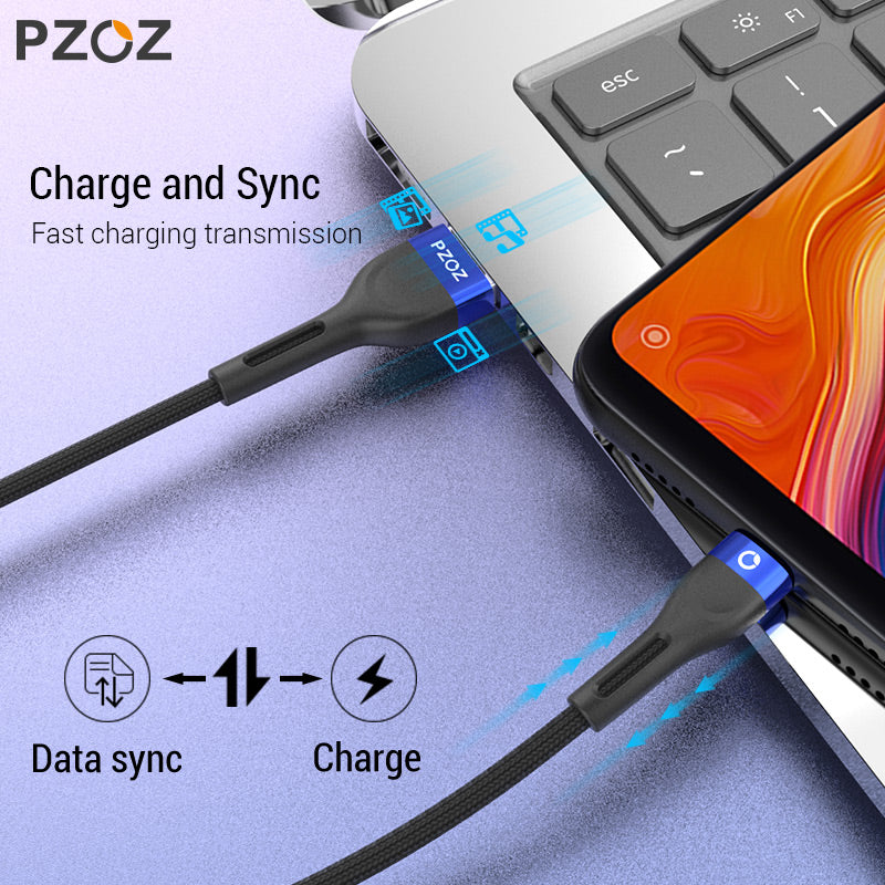 PZOZ Micro USB Cable Fast Charging 3A Microusb Cord For Samsung S7 Xiaomi Redmi Note 5 Pro Android Phone cable Micro usb charger
