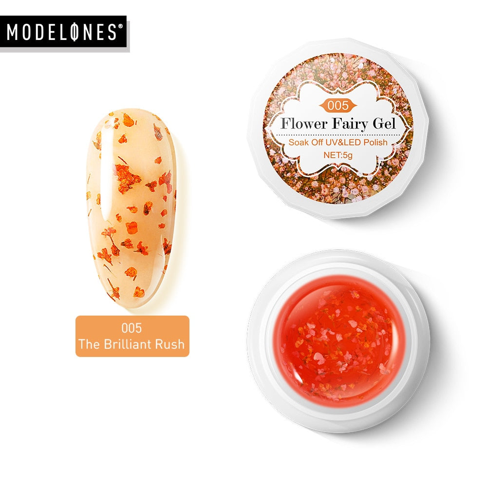 Modelones Platinum Glitter Led Gel Soak Off Nail Gel Lacquer Shiny Sequins Decorations UV Gel Varnish Painting Flowers UV Polish