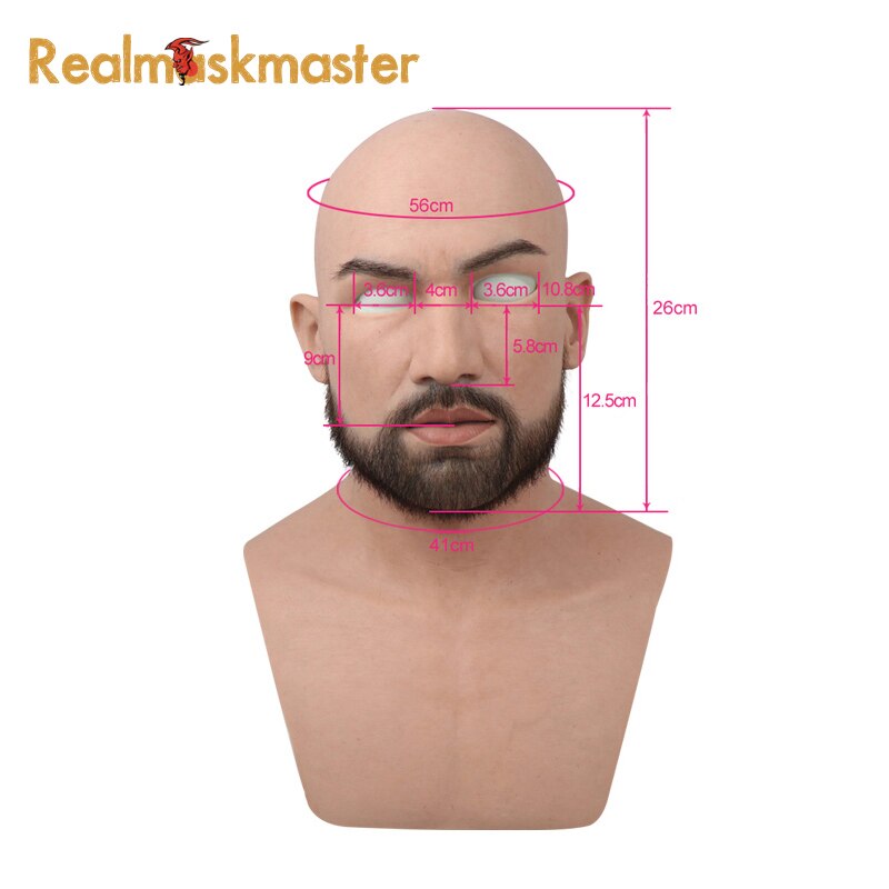 Realmaskmaster male latex realistic adult silicone full face mask for man cosplay party mask fetish real skin