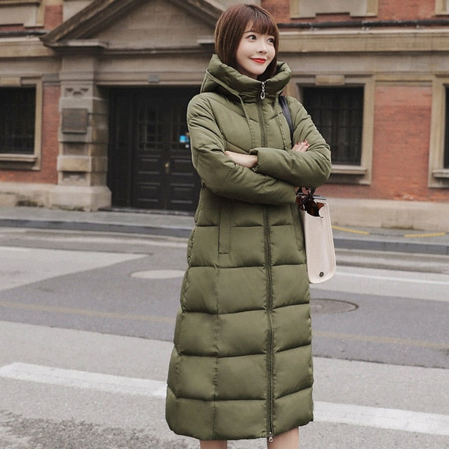 2019 Winter Women Jacket X-long Hooded Cotton Padded Female Coat High Quality Warm Outwear Womens Parka Manteau Femme Hiver