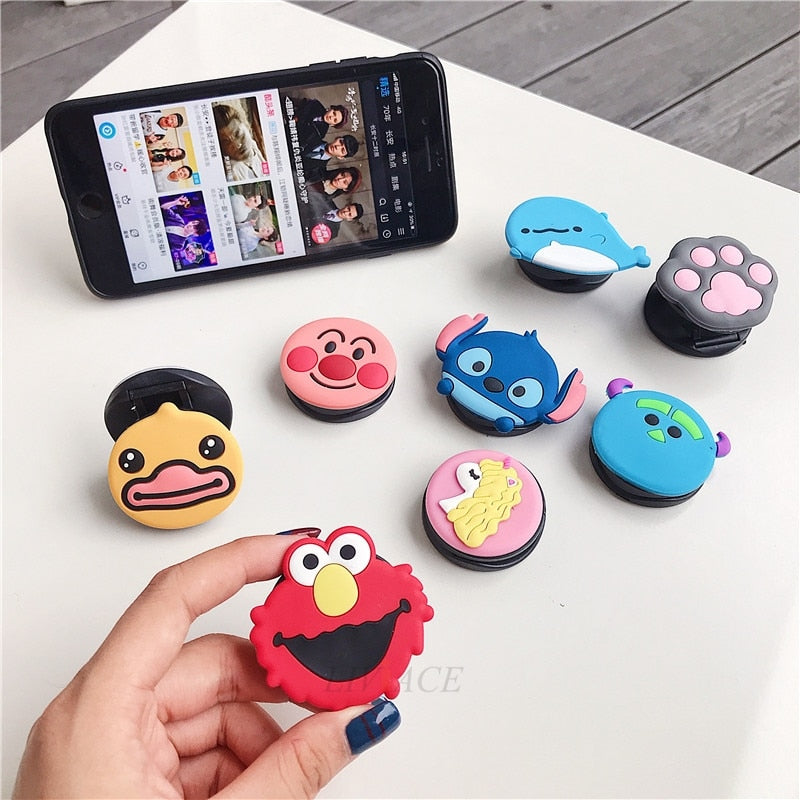 3D cartoon fold finger grip mobile phone holder for iphone samsung xiaomi huawei case cute silicone holder stand bracket