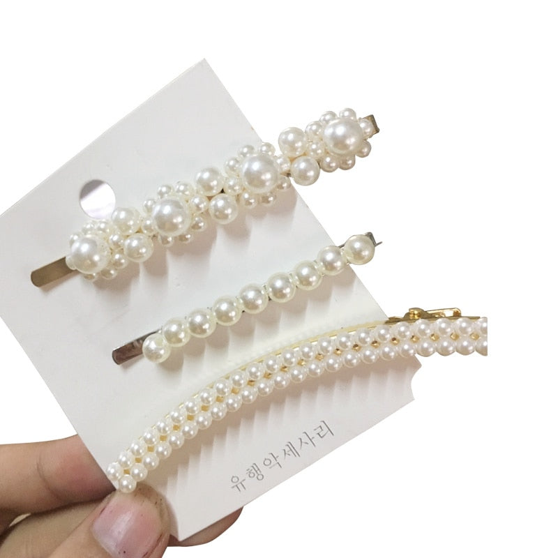 1Set Popular Pearl Hair Clips Fashionable Woman Summer Hair accessories Hairpins BB Clip Styling Tools Barrettes Headwear