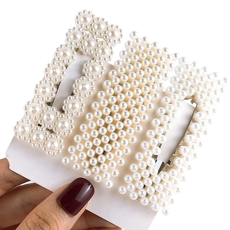 1Set Popular Pearl Hair Clips Fashionable Woman Summer Hair accessories Hairpins BB Clip Styling Tools Barrettes Headwear