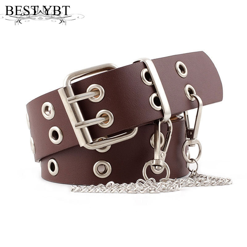 Best YBT Women Belt Imitation Leather Pin Buckle Belt New Punk Wind Jeans Fashion Individual Decorative Belt Chain Women Belt