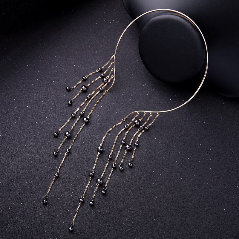 JOOLIM Jewelry Wholesale/Chain Tassel Pendant Cuff Choker Necklace Waterfall Necklace Statement Jewelry Stylish