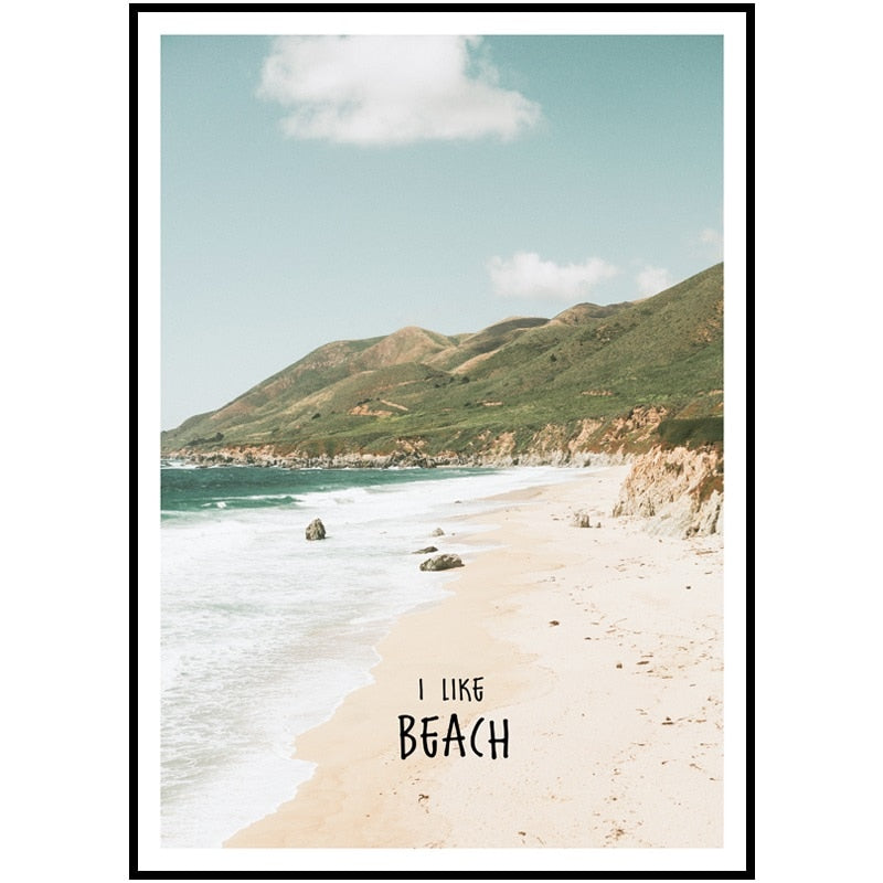 Simple Paint By Numbers Landscape Painting Beach Vacation Poster Print Letter Canvas Painting Picture Home Wall Art Decoration