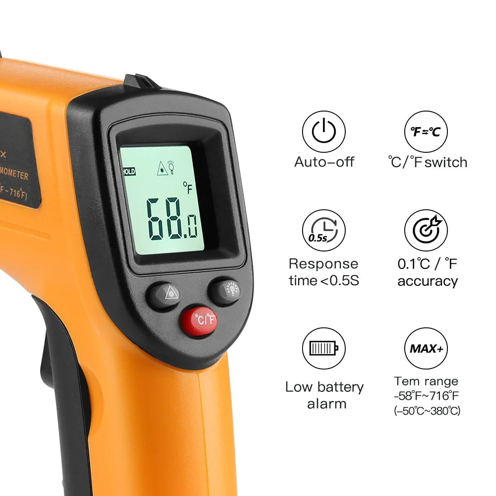 Vastar Digital GM320 Infrared Thermometer Non-Contact Temperature Meter Pyrometer IR Laser Point Gun -50~380 Celsius