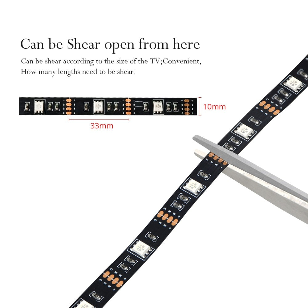 1M 2M 3M LED TV Backlight RGB Neon lamp 5050SMD LED Strip Light For TV HDTV background Lighting with 24 keys remote control