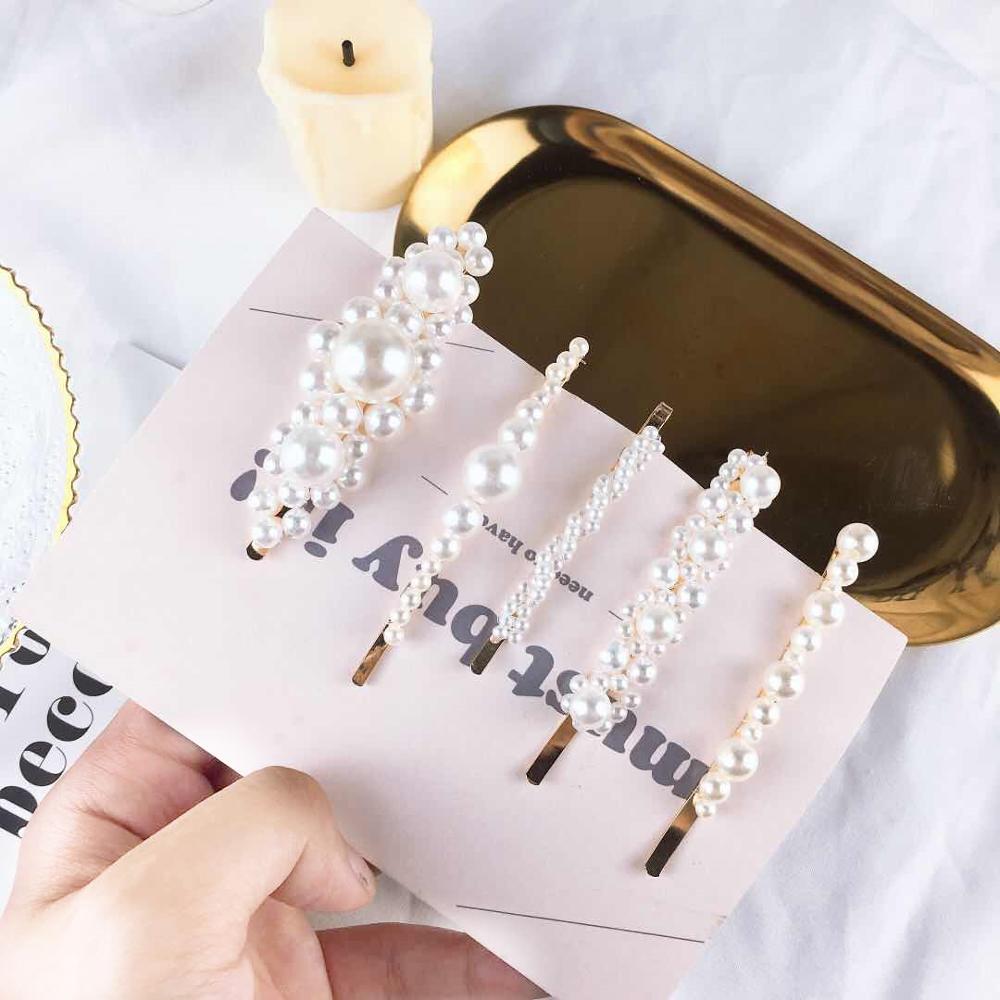 1Set Popular Pearl Hair Clips Fashionable Woman Summer Hair accessories Hairpins BB Clip Styling Tools Barrettes Headwear