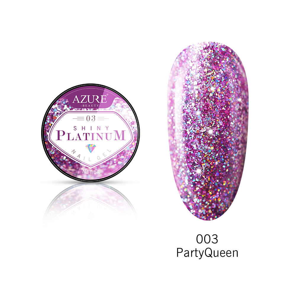 Modelones Platinum Glitter Led Gel Soak Off Nail Gel Lacquer Shiny Sequins Decorations UV Gel Varnish Painting Flowers UV Polish