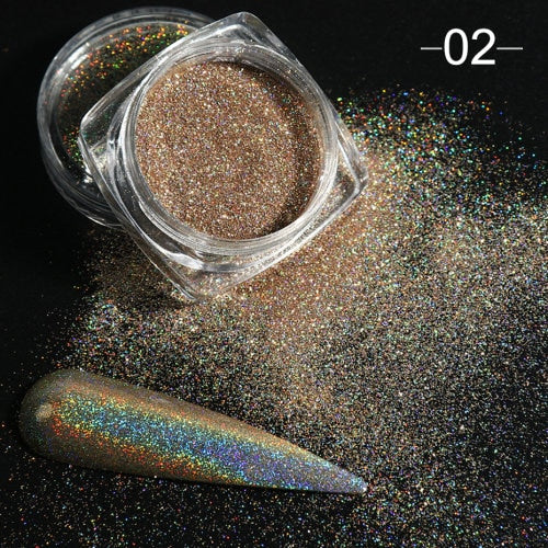 Holographic Powder on Nails Laser Silver Glitter Chrome Nail Powder DIP Shimmer Gel Polish Flakes for Manicure Pigment CH1028-3
