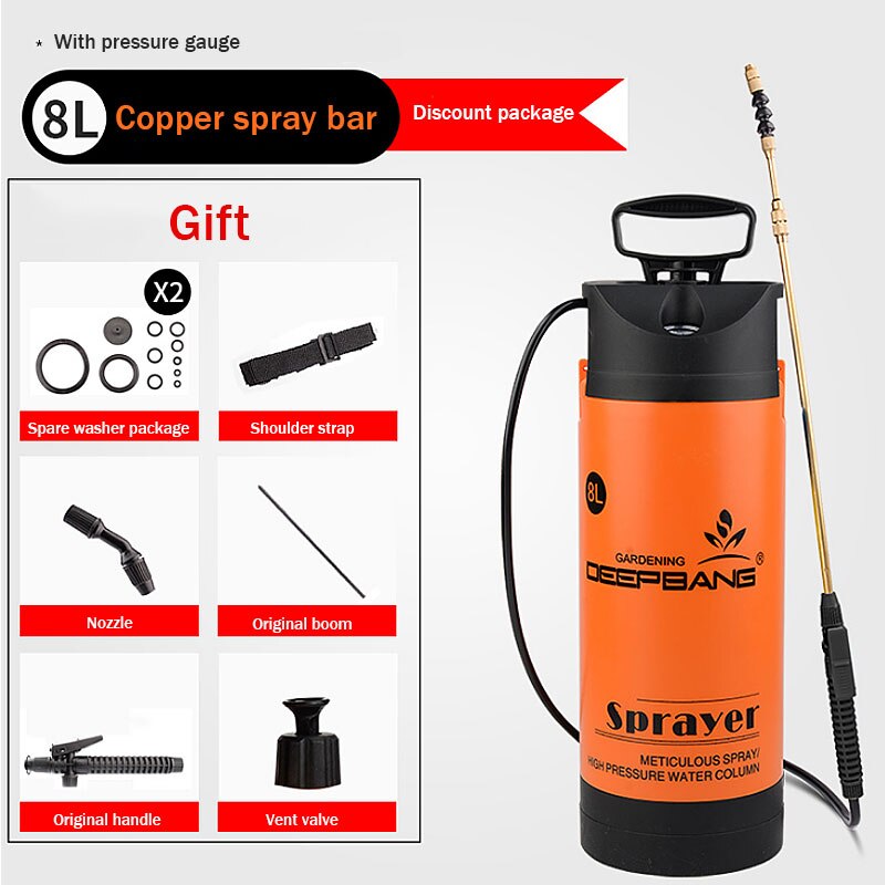 Hot Sale Garden Pressure Sprayer Irrigation Flower Plant Comes With Pressure Gauge Watering Can Pesticide Fertilizer Spray Tool