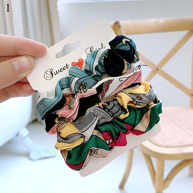 1 Set Scrunchies Hair Ring Candy Color Hair Ties Rope Autumn Winter Women Ponytail Hair Accessories 4-6Pcs Girls Hairbands Gifts