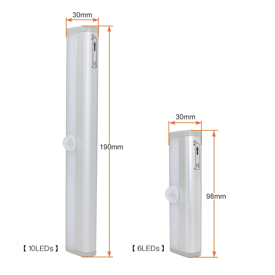 6/10 LEDs PIR LED Motion Sensor Light Cupboard Wardrobe Bed Lamp LED Under Cabinet Night Light For Closet Stairs Kitchen