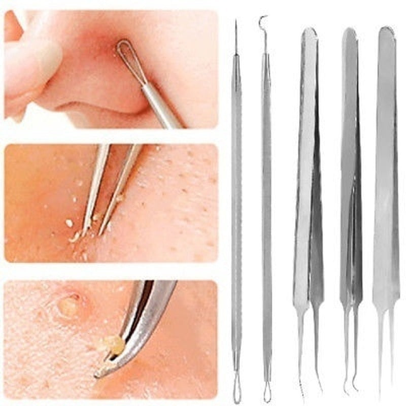 3 4 5 7 8 Pc Stainless Steel Blackhead Remover Tool Kit Face Massage Whitehead Pimple Spot Comedone Acne Extractor Face Massager