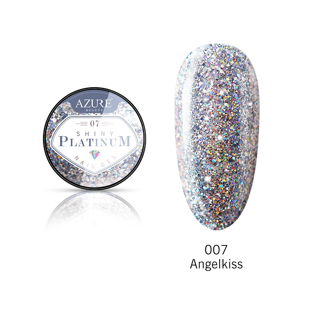 Modelones Platinum Glitter Led Gel Soak Off Nail Gel Lacquer Shiny Sequins Decorations UV Gel Varnish Painting Flowers UV Polish