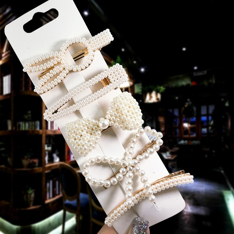 1Set Popular Pearl Hair Clips Fashionable Woman Summer Hair accessories Hairpins BB Clip Styling Tools Barrettes Headwear